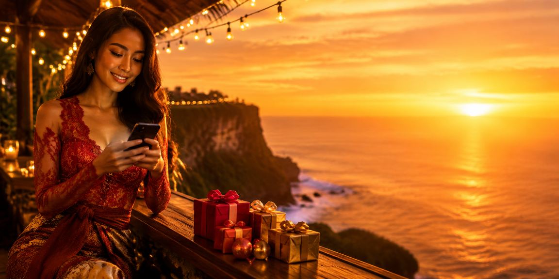 Pengguna menikmati casino online di ponsel sambil bersantai di tepi pantai