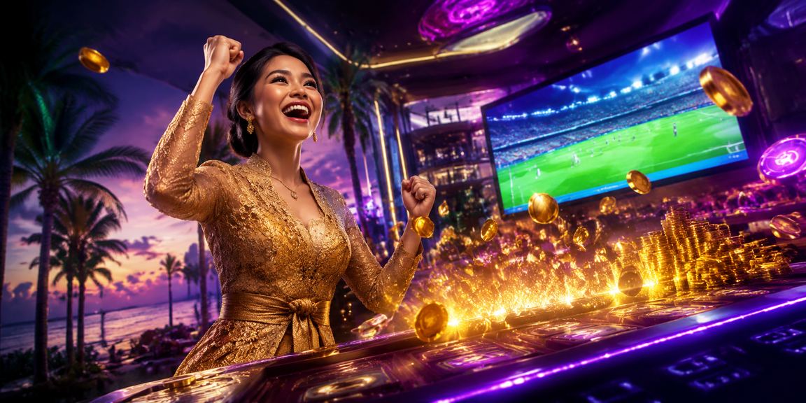 Permainan slot dengan cahaya neon yang memukau di layar ponsel